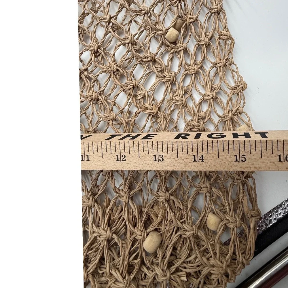 NWT Macrame Wood‎ Bead Tote Bag - Coastal Boho Aesthetic